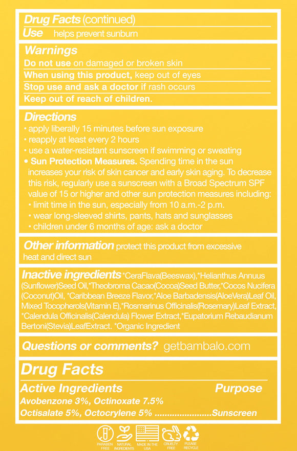 Bambalo 4-Pack SPF 15 Lip Balms - USA Made