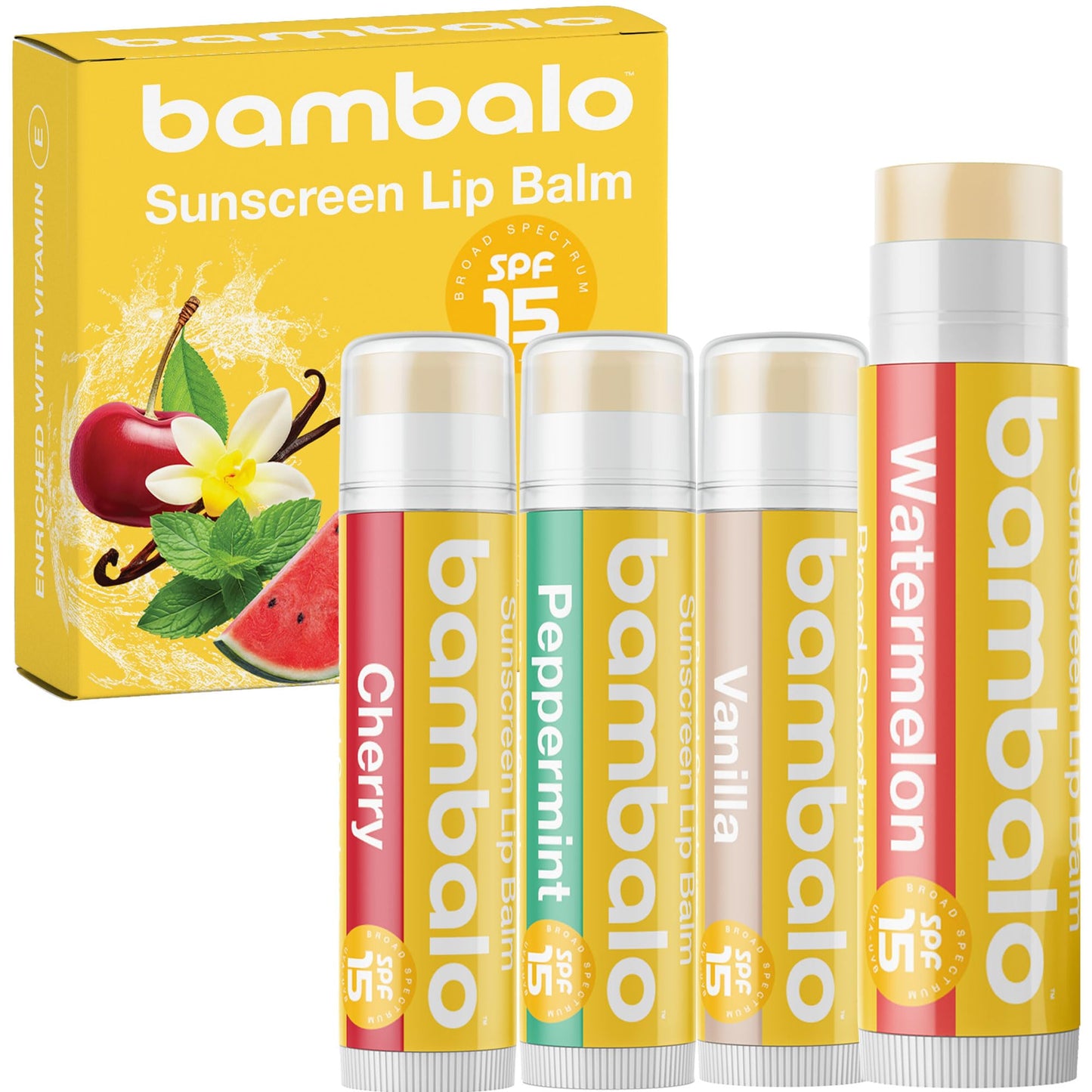 Bambalo 4-Pack SPF 15 Lip Balms - USA Made