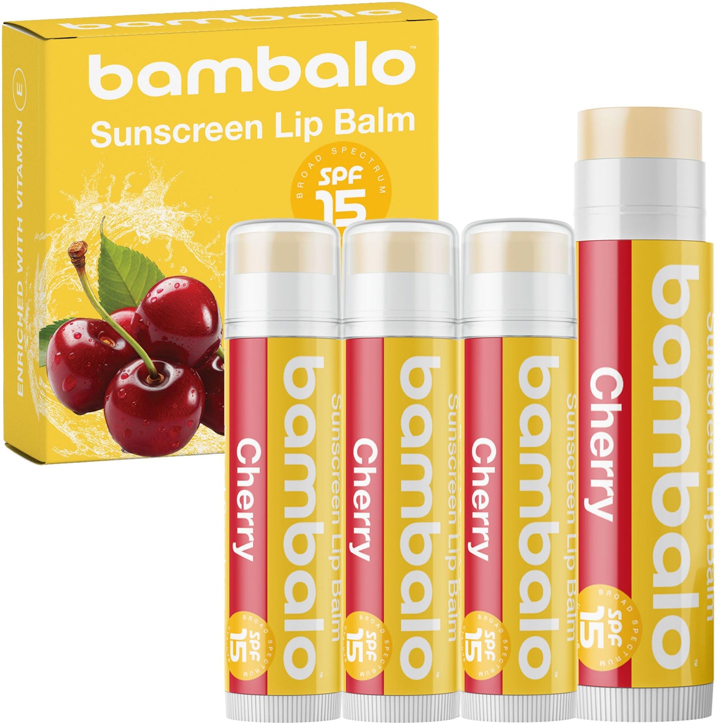 Bambalo 4-Pack SPF 15 Lip Balms - USA Made