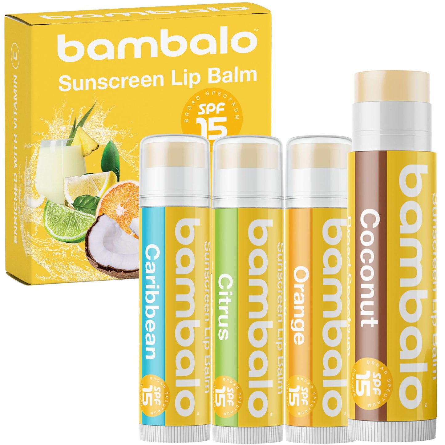 Bambalo 4-Pack SPF 15 Lip Balms - USA Made