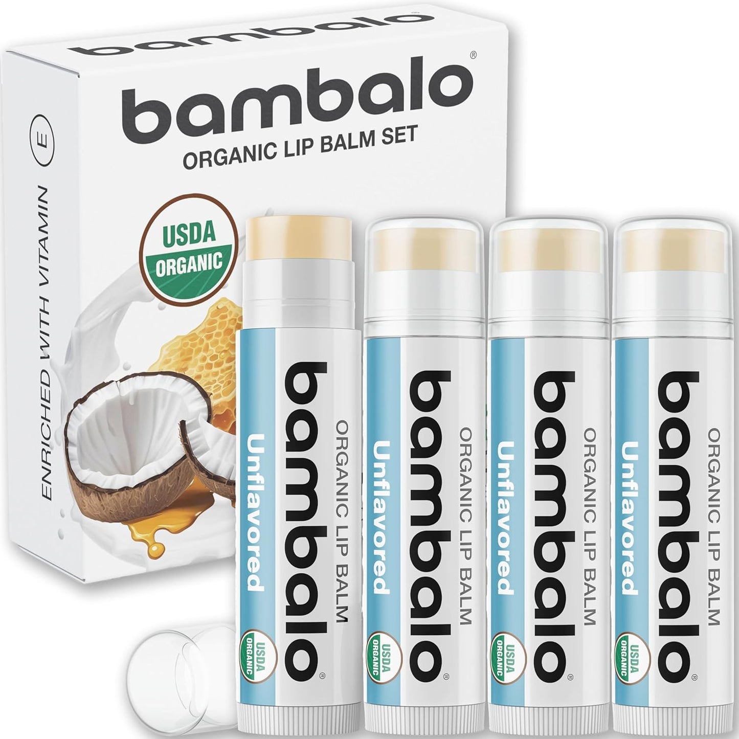 Bambalo USDA Organic 4-Pack Lip Balm Set