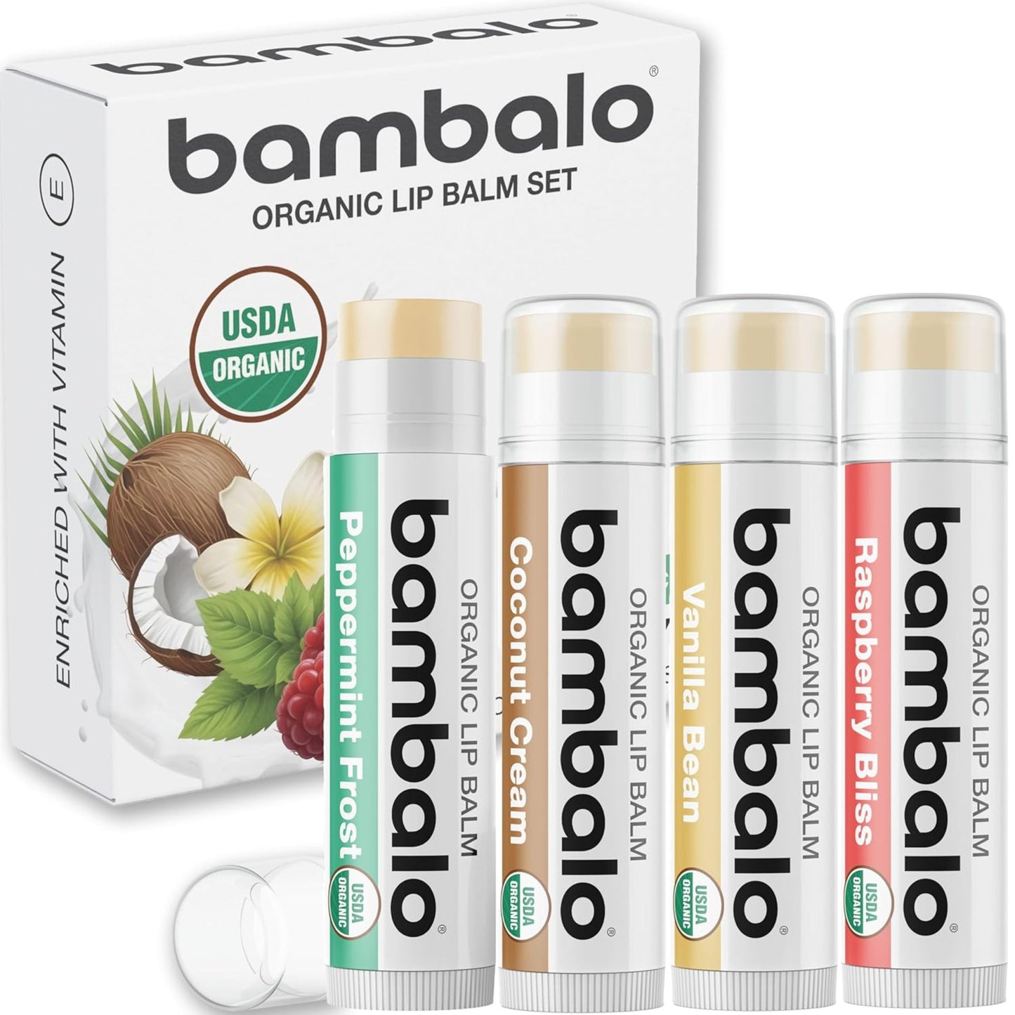 Bambalo USDA Organic 4-Pack Lip Balm Set