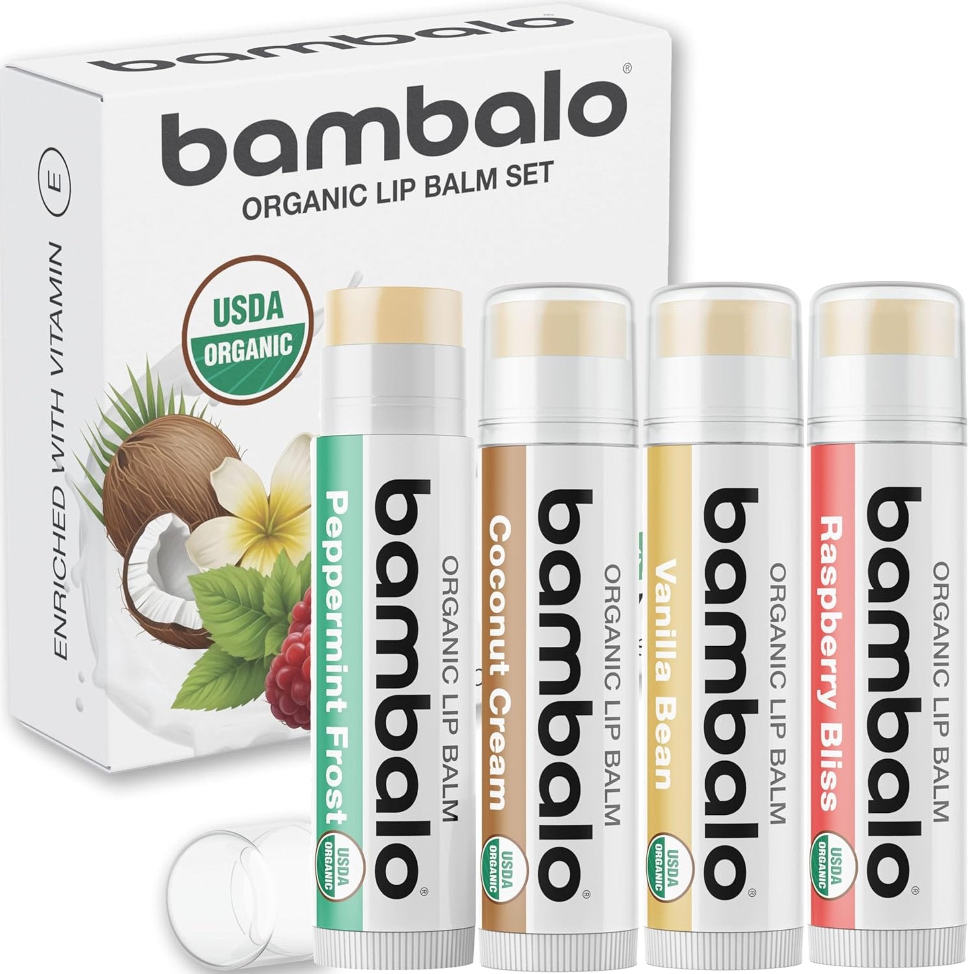 Bambalo USDA Organic 4-Pack Lip Balm Set
