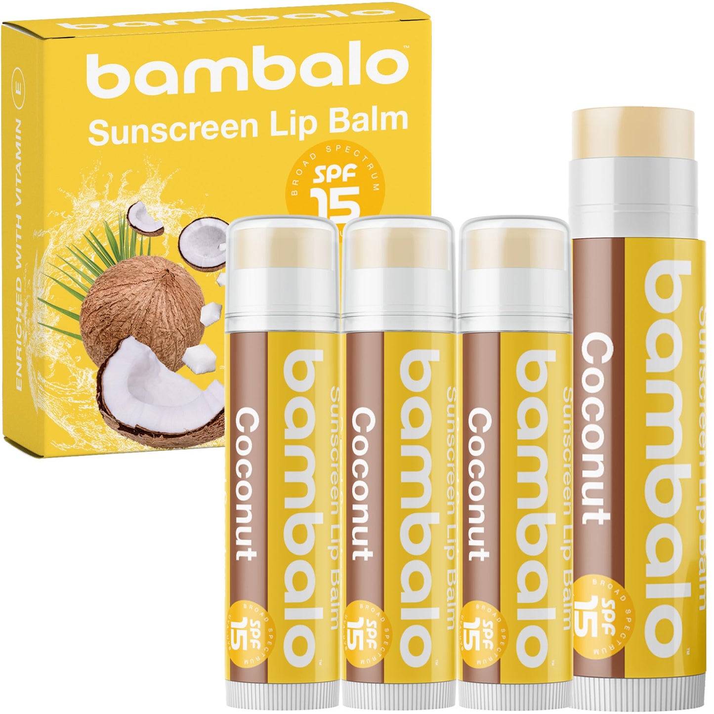 Bambalo 4-Pack SPF 15 Lip Balms - USA Made