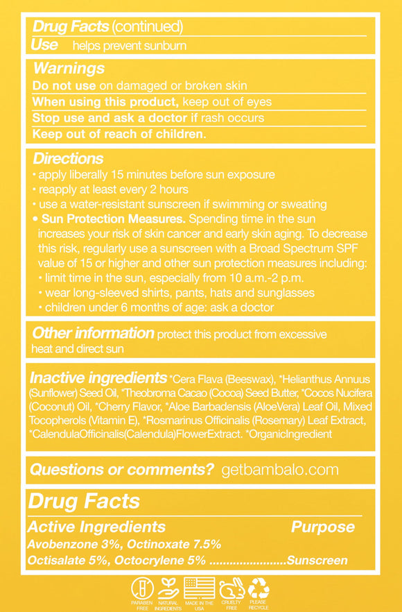 Bambalo 4-Pack SPF 15 Lip Balms - USA Made