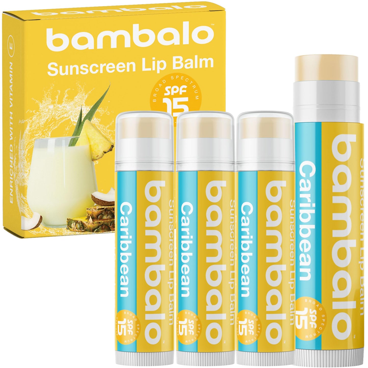 Bambalo 4-Pack SPF 15 Lip Balms - USA Made