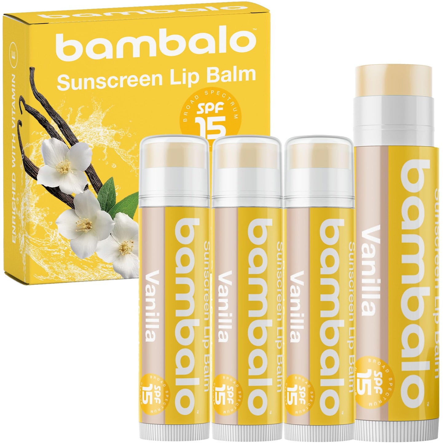 Bambalo 4-Pack SPF 15 Lip Balms - USA Made