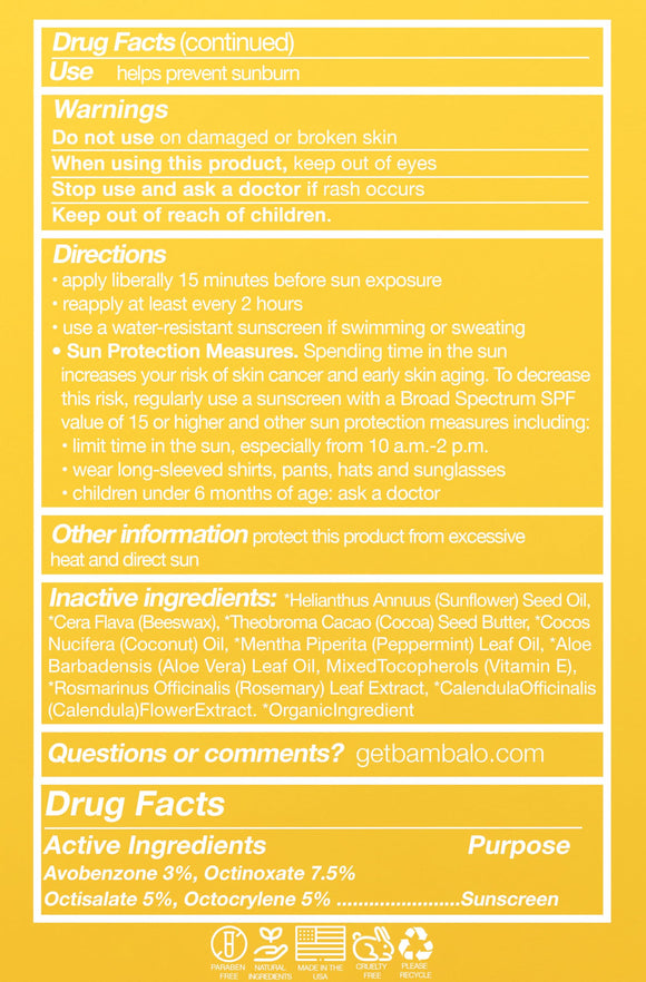 Bambalo 4-Pack SPF 15 Lip Balms - USA Made