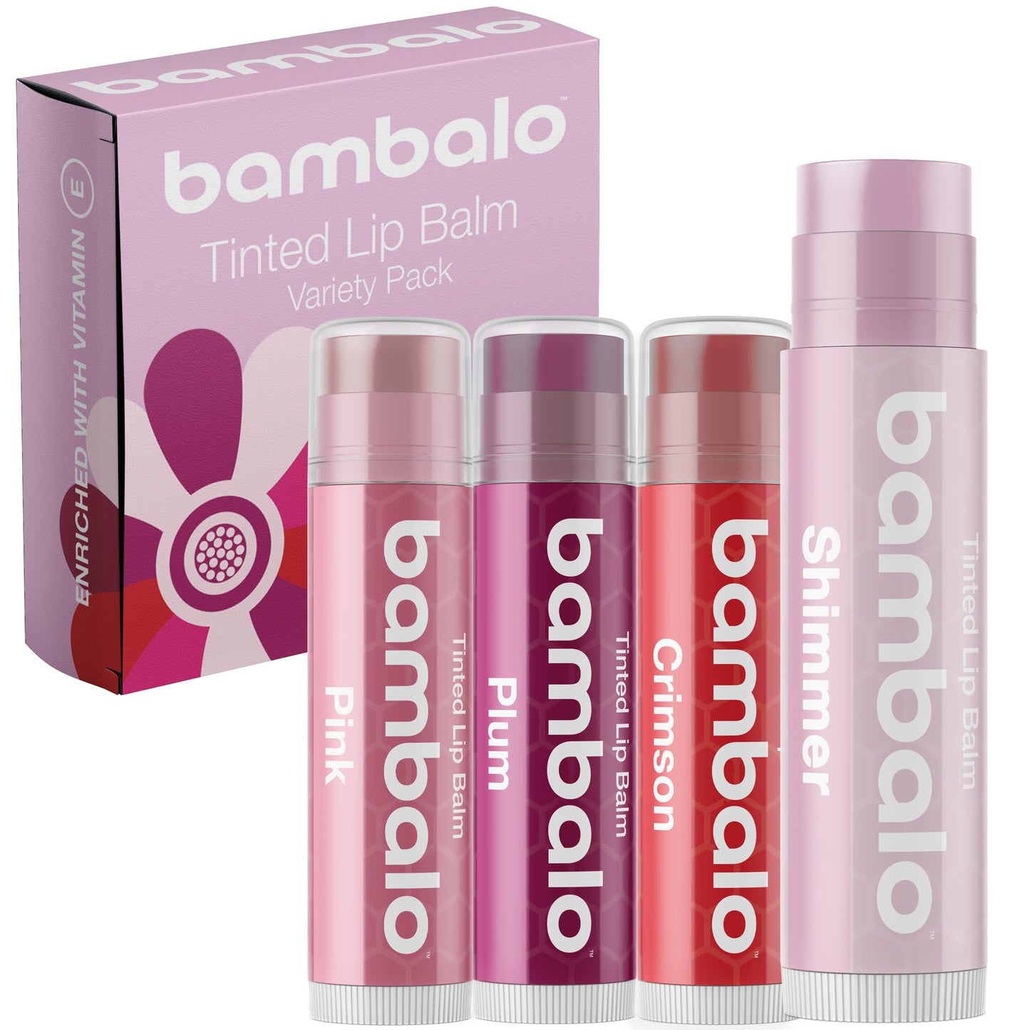 Bambalo 4-Pack Tinted Lip Balms - USA Made