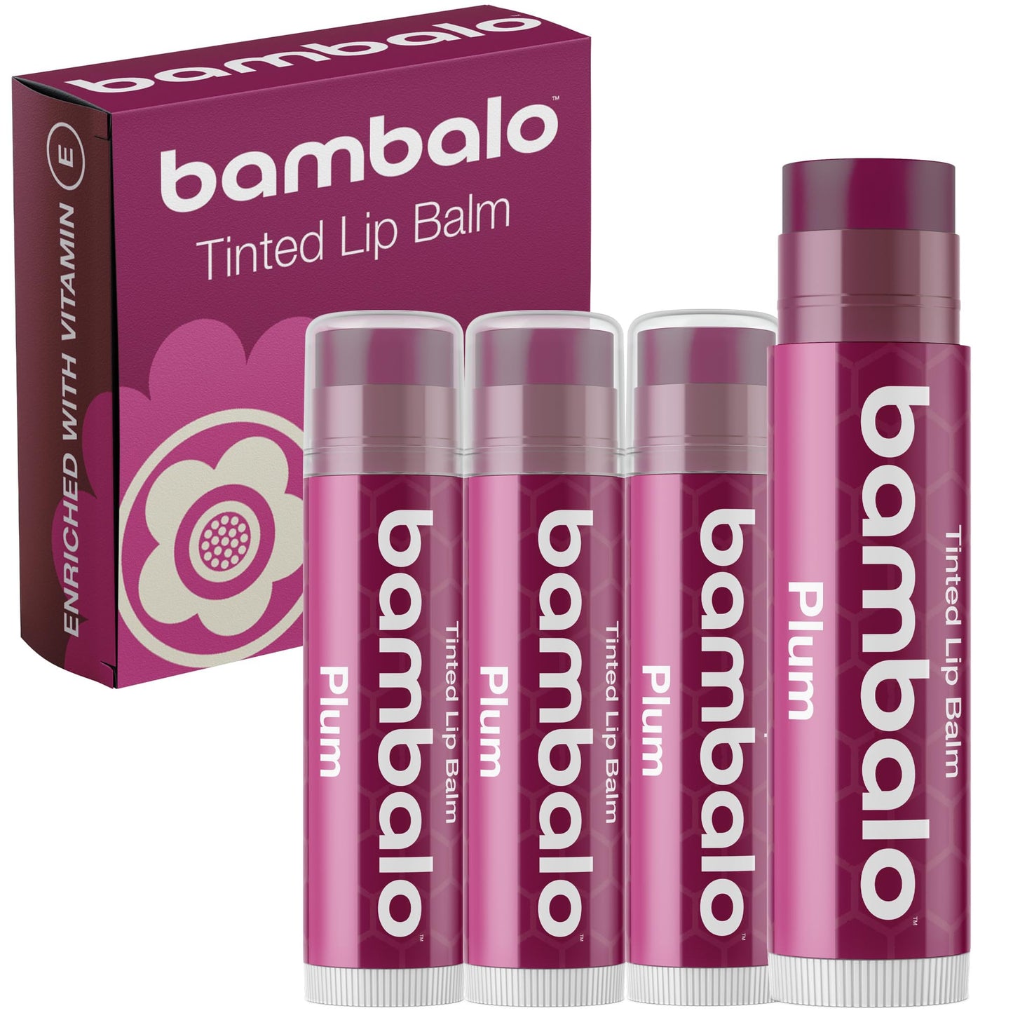 Bambalo 4-Pack Tinted Lip Balms - USA Made